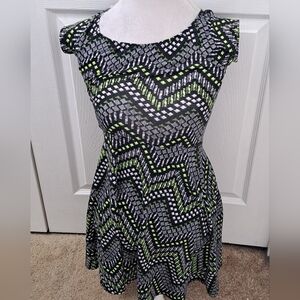 Ultra Flirt Fit & Flare Chevron Patterned Mini Dress    Size XS